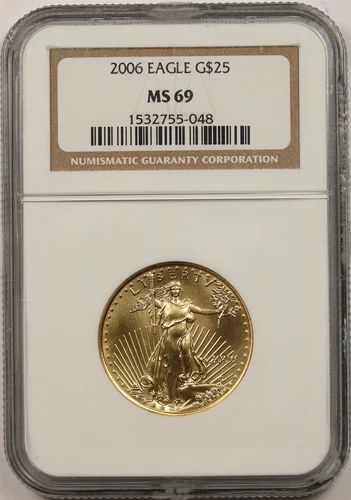 2006 Gold Eagle $25 Half-Ounce MS 69 NGC 1/2 oz Fine Gold