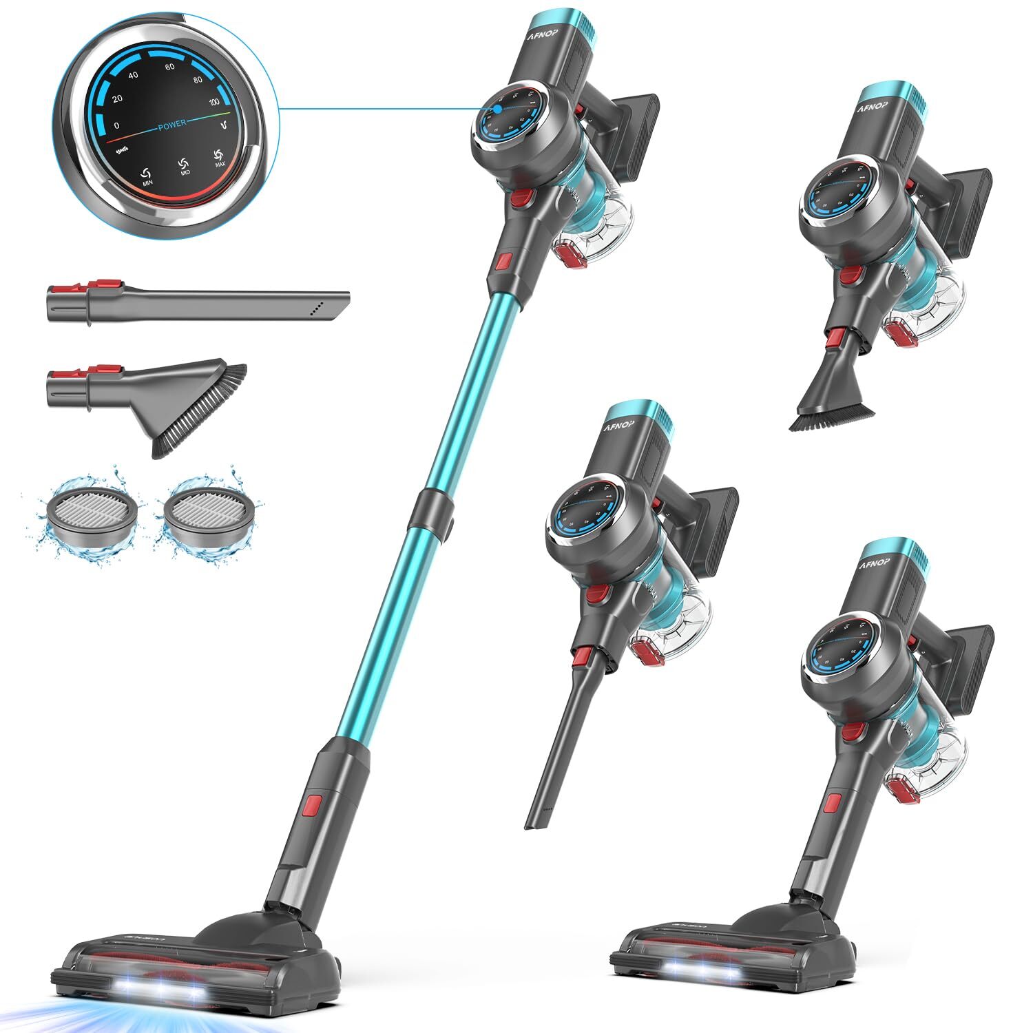 Cordless Vacuum Cleaner, 550W/45Kpa/60Mins Vacuum Cleaners for Home, Self-sta...