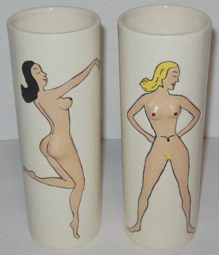 Vasos 3D arriesgados mujer desnuda años 50 vintage raro juego completo de (6) - Imagen 3 de 8