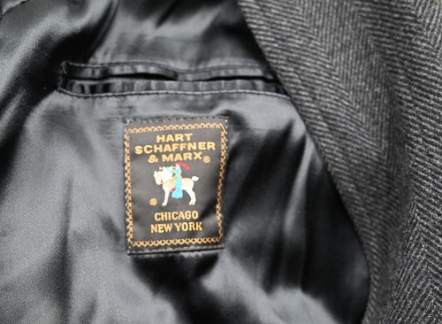 VTG Hart Schaffner & Marx Gray Herringbone Wool/Lambswool Belted Overcoat 42S - Picture 3 of 7