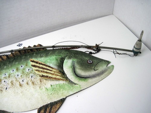 Large 14" Tin Metal Fish & fly Rod - Picture 14 of 23
