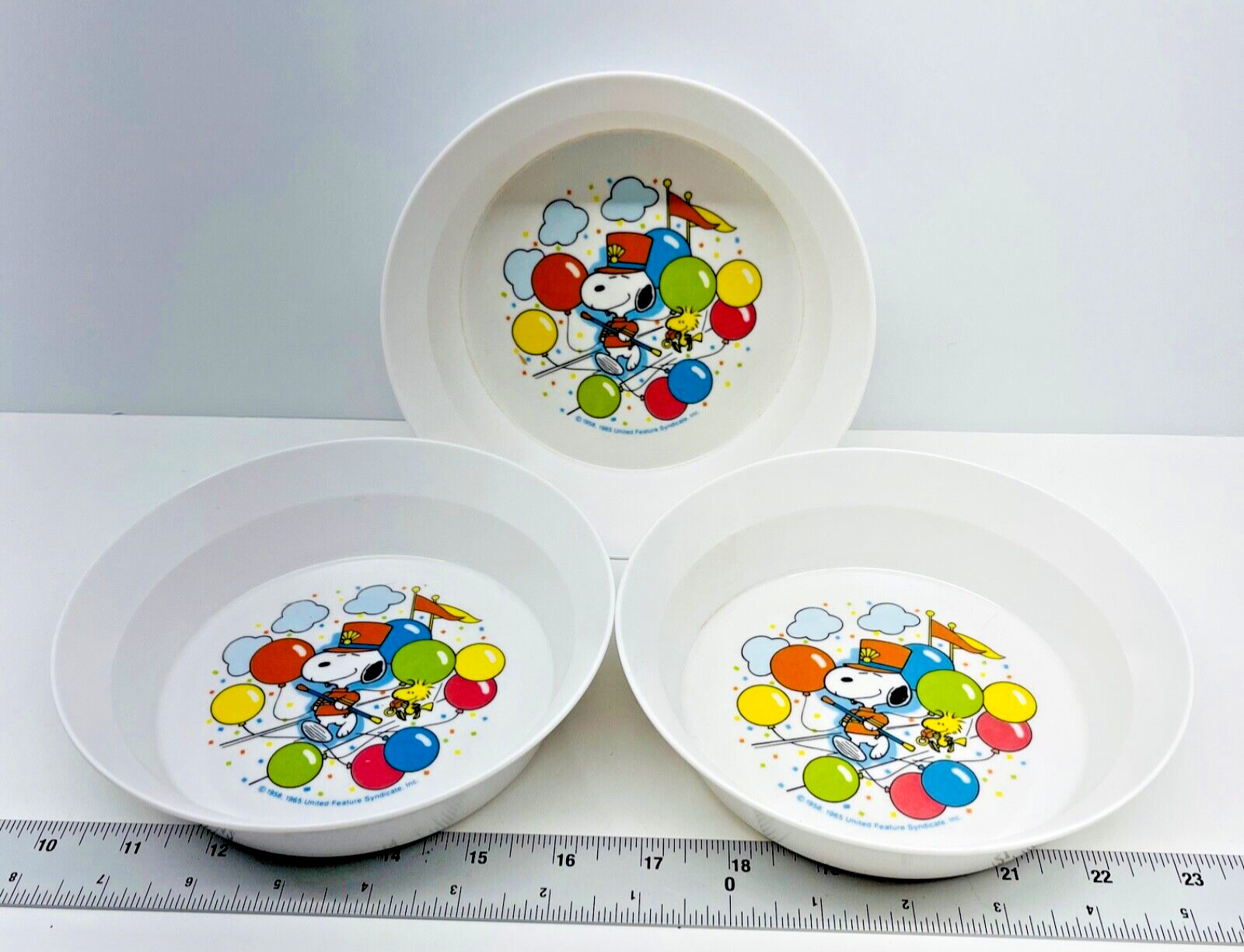 Set of 3 Vintage Snoopy and Woodstock NHP Artisan Ware Bowls 1958, 1965 Balloons
