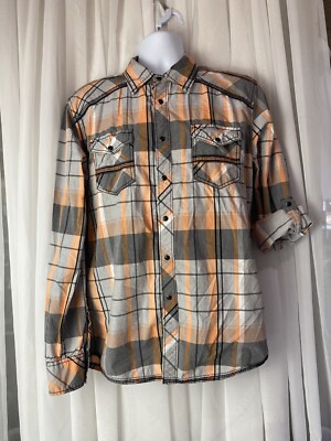 BKE For Buckle Mens Large Athletic Fit Pearl Snap Roll Tab Button Up Shirt