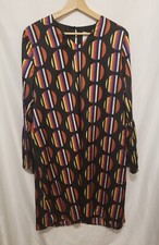 ANONYME Mod Shift Dress Small (4) Multicolor Flare Sleeve Keyhole Neck Pullover