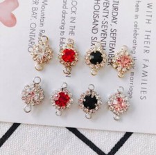 10pcs CZ Pave Round Charm Connector,Cubic Zirconia Circular Pendant With Loop