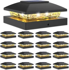 4x4 Solar Post Cap Light 16pack,Solar Fence - Post Lights Outdoor Waterproof for