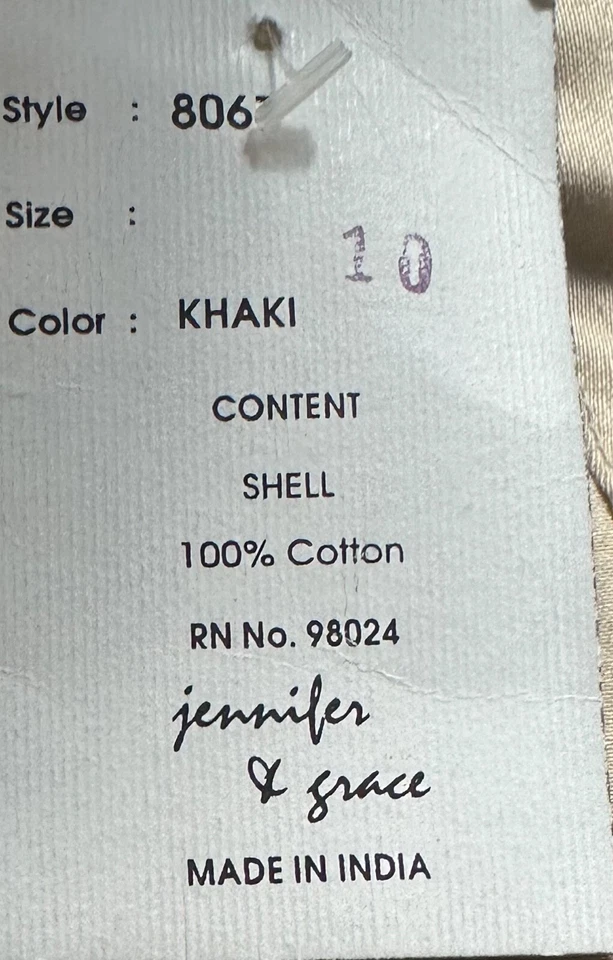 Bermudas caqui para mujer “Jennifer & Grace” (talla 10) nuevas con etiquetas precio de venta sugerido por el fabricante 39 USD Foto 3 de 4