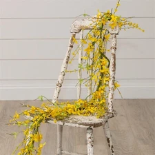 New Spring Easter YELLOW FORSYTHIA FLORAL GARLAND Swag Vine 58"