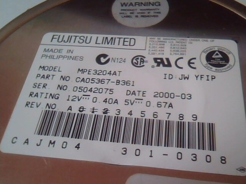 Hard Drive IDE Disk Fujitsu MPE3204AT CA05367-B361 YFIP - Afbeelding 2 van 4