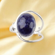 Natural Sodalite Gemstone 925 Sterling Silver Handmade Unisex Ring All Size DL