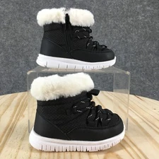 Bmcitybm Boots Junior 6 Winter Snow Black Lace Up Side Zip Round Toe Comfort