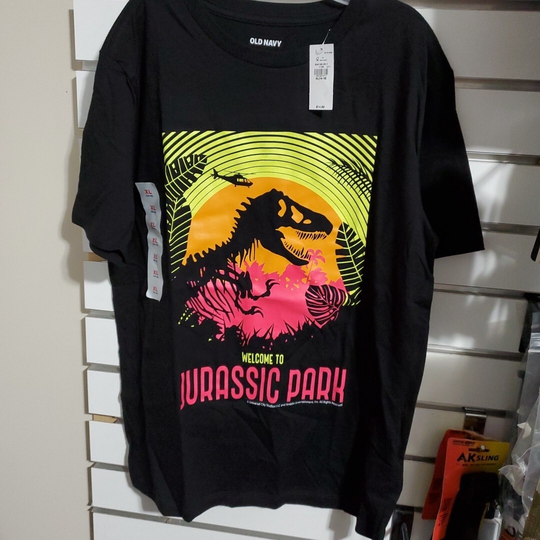 Short Sleeve Shirt Kids Jurassic Park XL Black