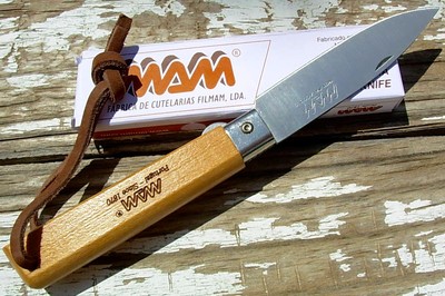 MAM Portugal knife 2038 linerlock folder leather lanyard camp picnic