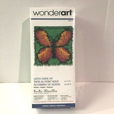 VTG Wonderart Beginner Latch Hook Kit Butterfly Craft 8in X 8 in Insect Summer