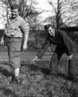ORIGINAL VINTAGE PHOTO: Military Men Male Uniform Bare Leg Shoe 40's WW2 WWII