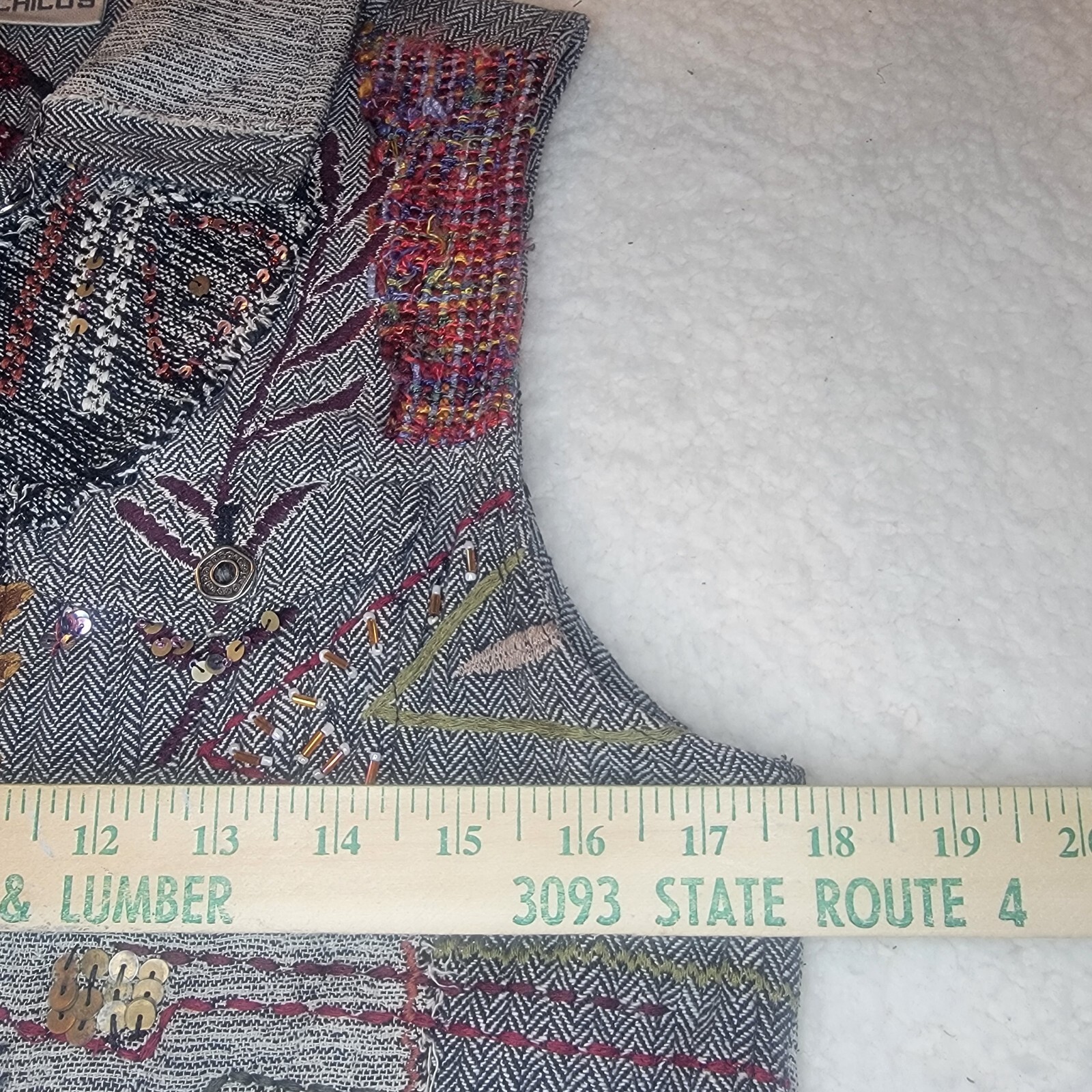 Chicos Vest Small Patchwork Embroidered  Sashiko … - image 13