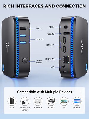 4K UHD MINI PC Intel 12th N100 12GB DDR4 RAM 256GB SSD Windows 11