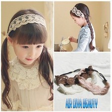 Girls Children Kids Sweet White Rose Lace Embroidery Hair Band Headband Wrap