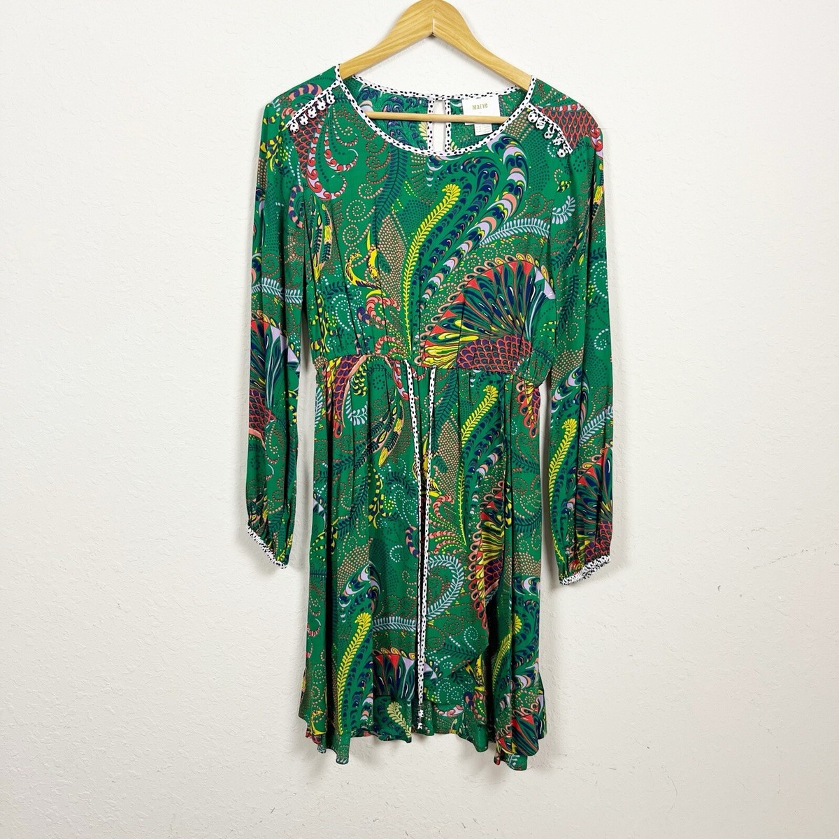Anthropologie Maeve Janis Paisley Printed Green Dress Size 6P