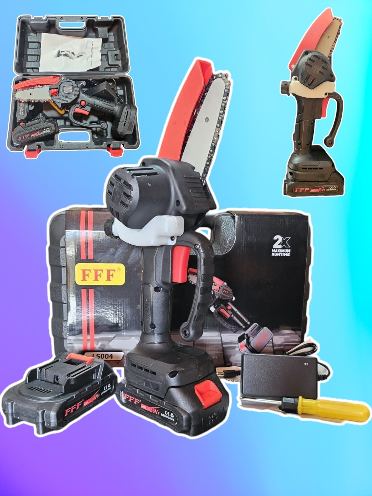 Mini Motosega a 2 Batteria Coppa olio Elettrosega Motosega da potatura elettrica