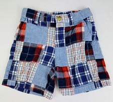 Janie and Jack Toddler Boys Adjustable Waist Blue Plaid Shorts sz 18-24 M