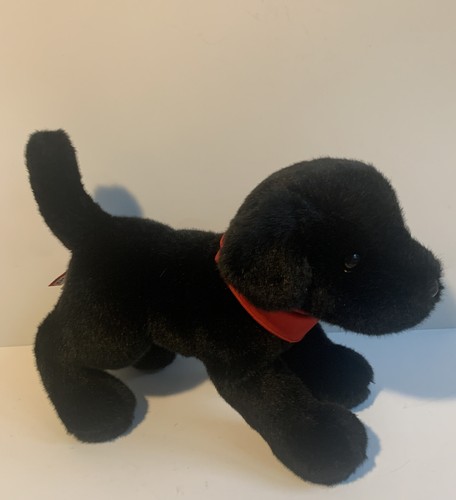Cabela's Douglas Toys SCHWARZES LABOR mit rotem Bandana Plüschtier Stofftier Welpe Hund