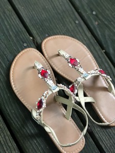 Womens sandals Size 8 Rhinestone Thong Gladia Red foot Bling Jeweled Bridal | eBay