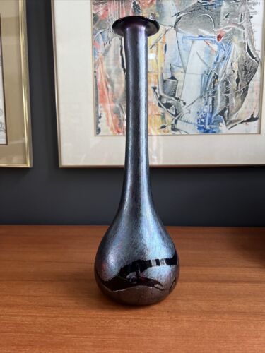 Vase vintage en verre art irisé verre grand art scintillant verre éthyste - Photo 1 sur 13