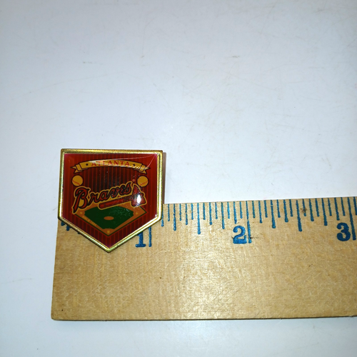 Atlanta Braves Baseball Lapel Pin Wincraft Inc. Winona MN USA Shield Gold Tone - Picture 6 of 8