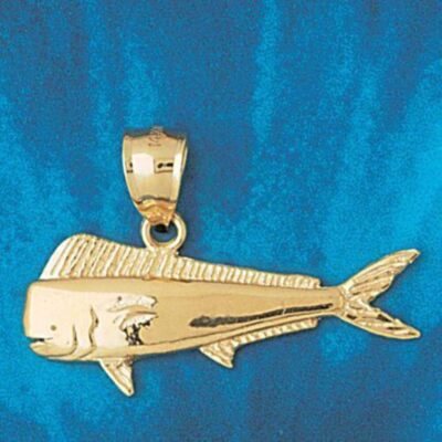 Mahi Mahi Fish Charm Pendant 14k Gold (3 Grams)