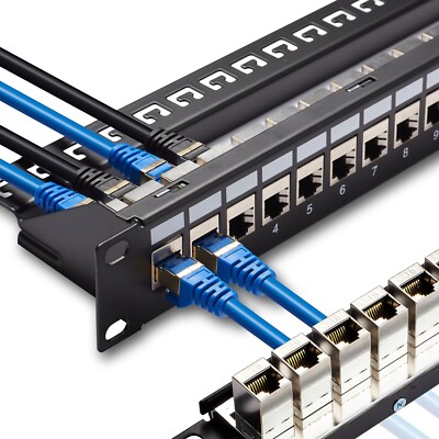 ZoeRax Patch Panel 24 Port Cat6 Cat6a Cat7 with Inline Keystone Coupler