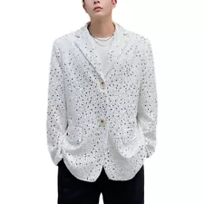 Men Glitter Sequin Dress Jacket Spring Autumn Coat Party Prom Top Stage Chic New