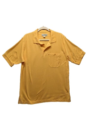 HABAND Vtg Men Henley Polo Shirt LARGE Short Sleeve Yellow Casual - Image 1 of 4