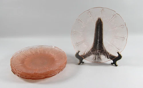 Jeannette CHERRY BLOSSOM PINK Dinner Plates Depression Glass Lot of 6