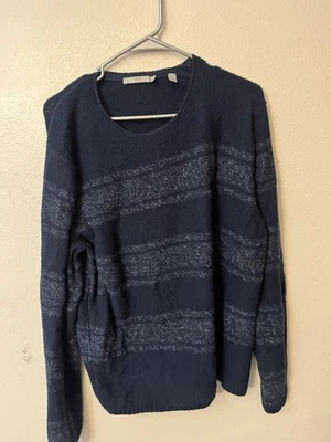 Vince Men's Sweater Textured Knit Stripe Cotton Linen Blend M48256708 Size XL