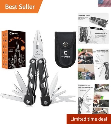 Multi-Functional Camping Multitool with Locking Feature - 16 Essential Tools