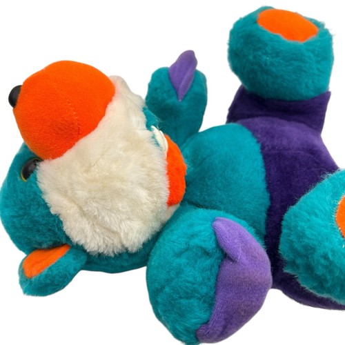 Vintage Hasbro Beasty Bear Plush Blue Orange Purple Tonka Stuffed Animal - Picture 4 of 9