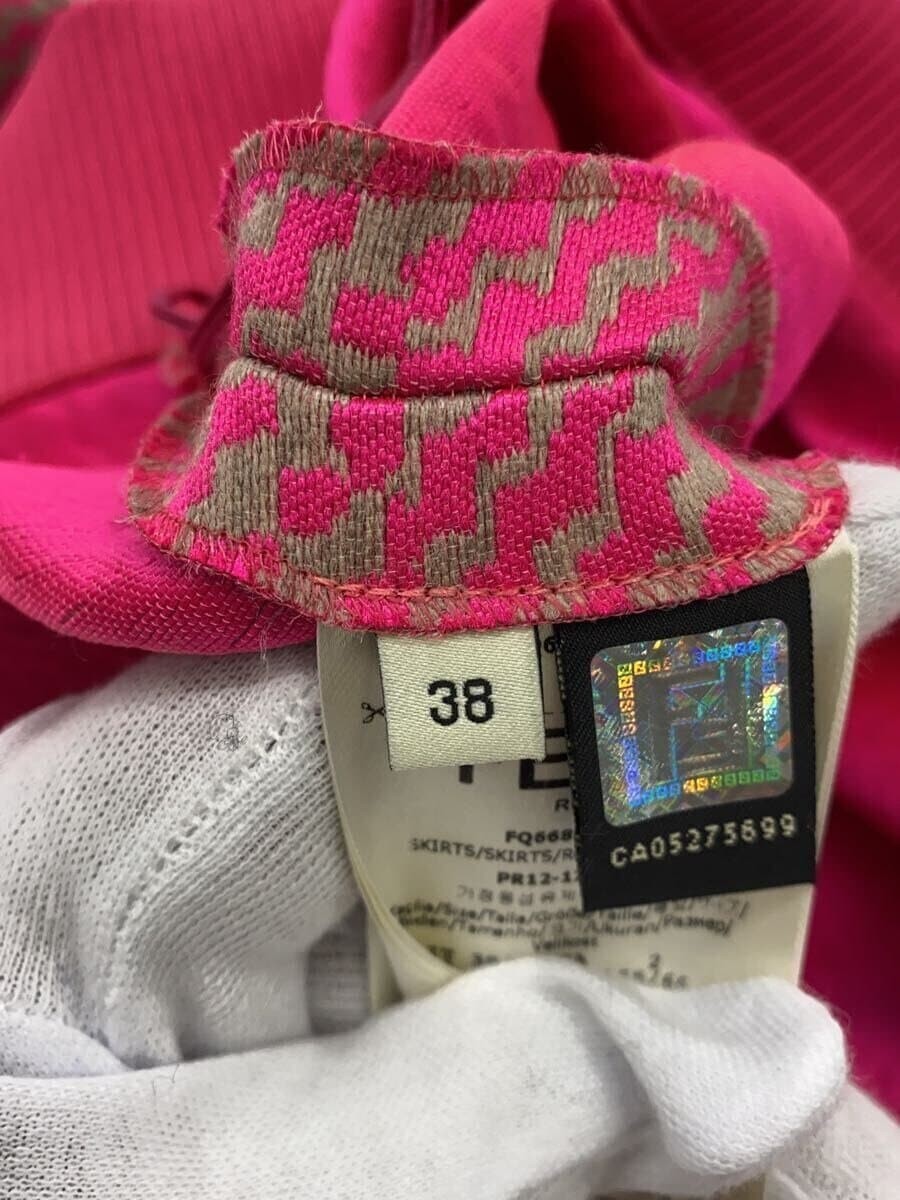FENDI Silk-Blend Skirt, Size 38, Polyester, Pink, Houndstooth, FQ6688 thumbnail 5