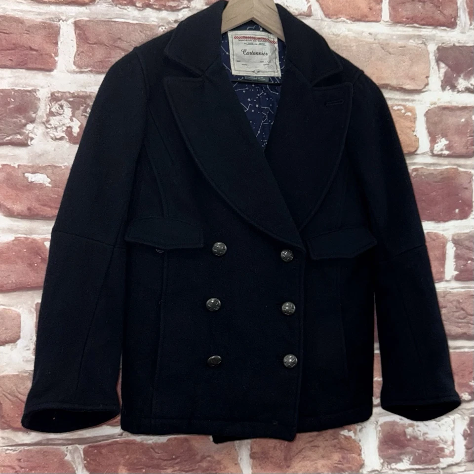 Chaqueta con botones Anthropologie Cartonnier Peacoat para mujer 2 azul oscuro mezcla de lana Foto 2 de 4