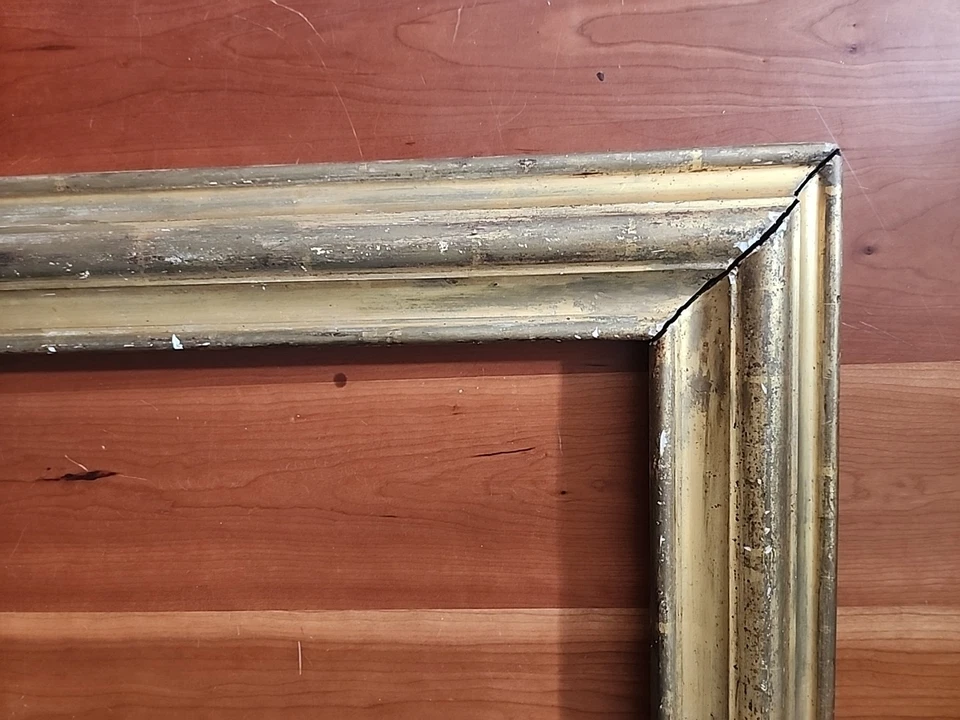 Pintura/quadro espelhado vintage antiga dourada do século 19 abertura 26 X 33 - Imagem 2 de 4