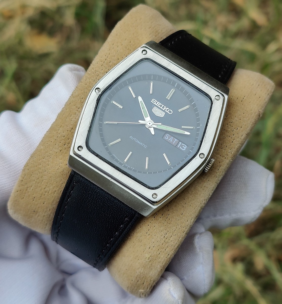 Seiko 5 Automatic 6309-615A ''Black Dial'' Square Vintage Japan