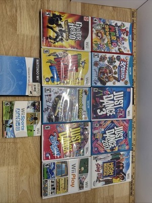 Nintendo Wii Lot Of 12 Games Mario 3d Sports Play Land Just Dance Guitar Hero