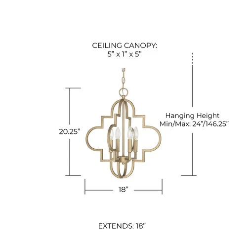 Capital Lighting 4541 Gold Ellis 4-Light 18"W Chandelier - Picture 3 of 6