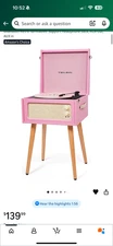 BRAND NEW! Pink, retro inspired vinyl record player stand