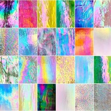 ILLUCKAI 24 Sheets Iridescent Stained Glass Sheet Variety Pack, 4 X 6 inch Cathe