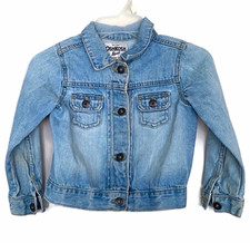 OshKosh B  gosh Toddler Denim Blue Jean Jacket 5T Blue Cotton Unisex Kids Pockets