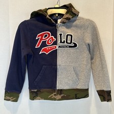 Ralph Lauren Polo Boys Camo Color block Logo Zipper Hoodie Jacket Size S/P 8