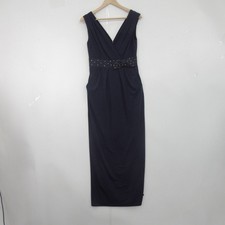 Gina Bacconi UK 12 Sleeveless Sequin Waistband Blue Long Evening Prom Dress