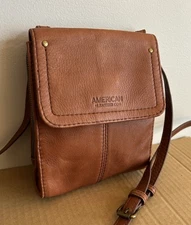 American Leather Co. Kansas Crossbody Handbag Brandy 100% Genuine Leather