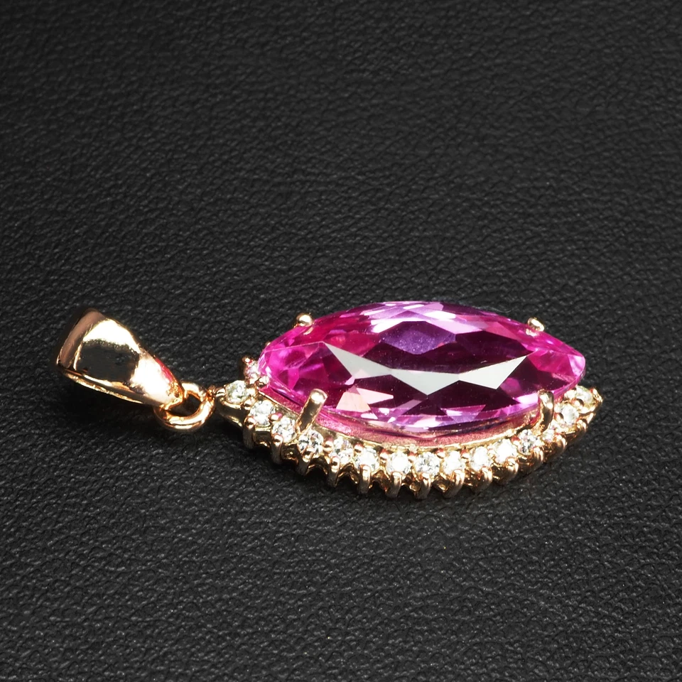 Espetaculares pingentes de safira rosa fúcsia 6,50 ct 925 prata esterlina ouro rosa - Imagem 4 de 4